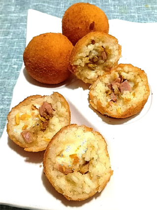 ARANCINI ALLA CREMA DI PISTACCHIO E MORTADELLA